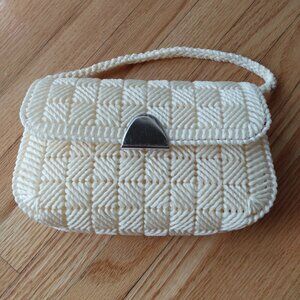 Vintage Mini Woven Yarn Purse Handmade Plastic Canvas Handbag